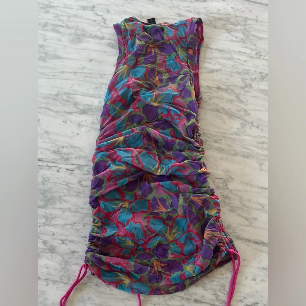 Beach Riot X Revolve Vera Swim Cover Up Dress Medium in Purple Floral - Picture 7 of 8
